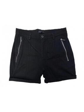 Maniere De Voir Women's Black Moto Zip High Rise Shorts  5" Inseam  30 W